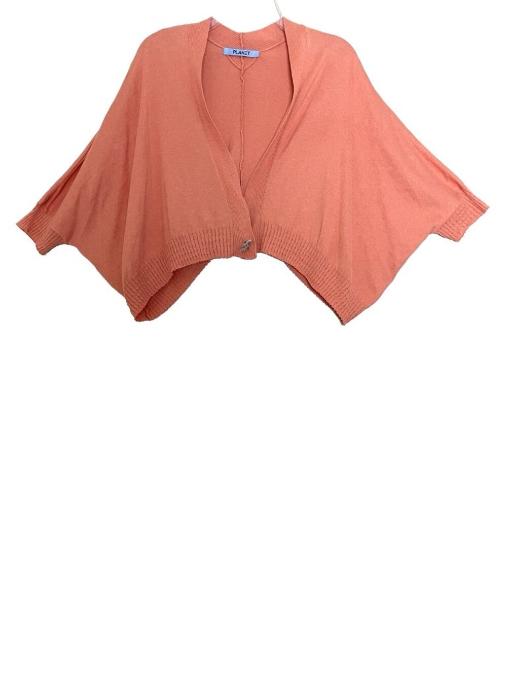 Planet by Lauren G. Orange Cardigan Sweater One Size Crop Lightweight Lagenlook